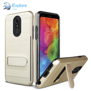 IExplore 制造商双层支架护甲案例与卡插槽混合 PC TPU 2 在 1 手机外壳返回分类 LG Q7 配件