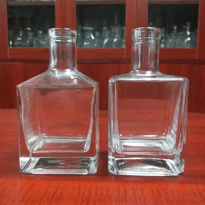 Russian 500 ml crystal clear square glass cork vodka empty bottles 05l prices