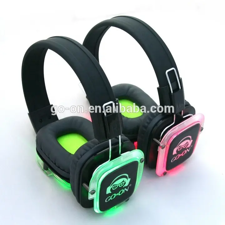 Auriculares inalámbricos RF- 309, Disco silencioso con logotipo personalizado y luces LED fantásticas