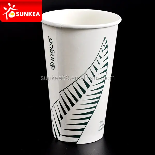 Eco friendly PLA lined 16oz single wall printed paper coffee cup