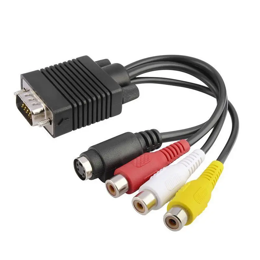 SVGA konverter kabel adaptor keluar Video VGA ke TV s-video RCA AV 3 Audio 3RCA untuk komputer PC Laptop