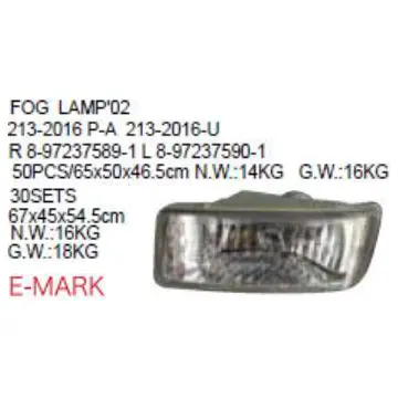 OEM R 8-97237589-1 L 8-97237590-1 DEPO 213-2016 P-213-2016-U untuk ISUZU D-MAX 2002-2011 AUTO Mobil Kabut Lampu 02