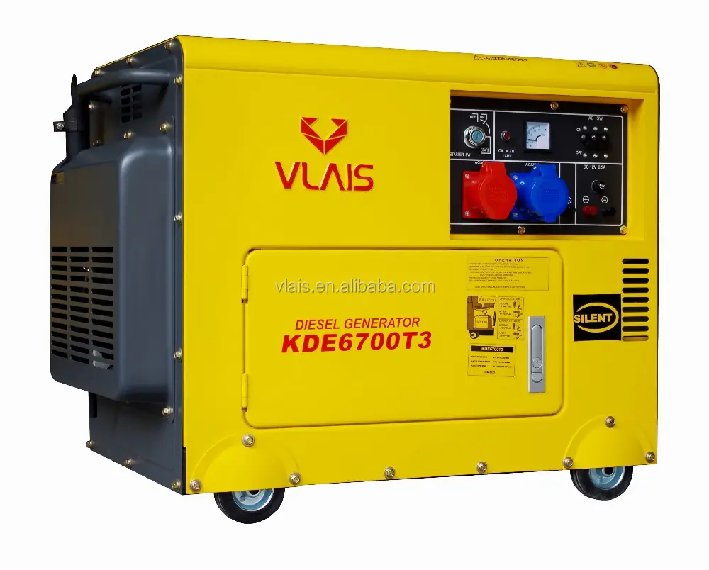 AOM | Générateurs diesel silencieux VLAIS 7KVA 6KW 120V 127V 220V 380V 400V 50Hz 60Hz Générateur diesel KIPOR triphasé sans balais