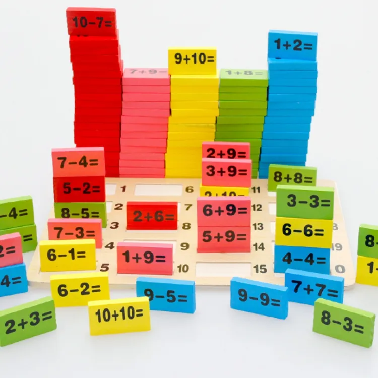 Bloques de Dominos de aprendizaje de matemáticas para niños, juguete de regalo de Navidad, tipo Montessori