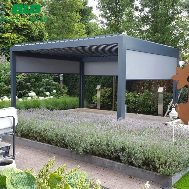 Garten gebäude Aluminium Pergola Dach Jalousie Garten Pavillon Pavillon im Freien 3x4 mit Glass chiebetür