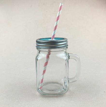 Haonai 16oz popular glass mason jar with lid and straw.