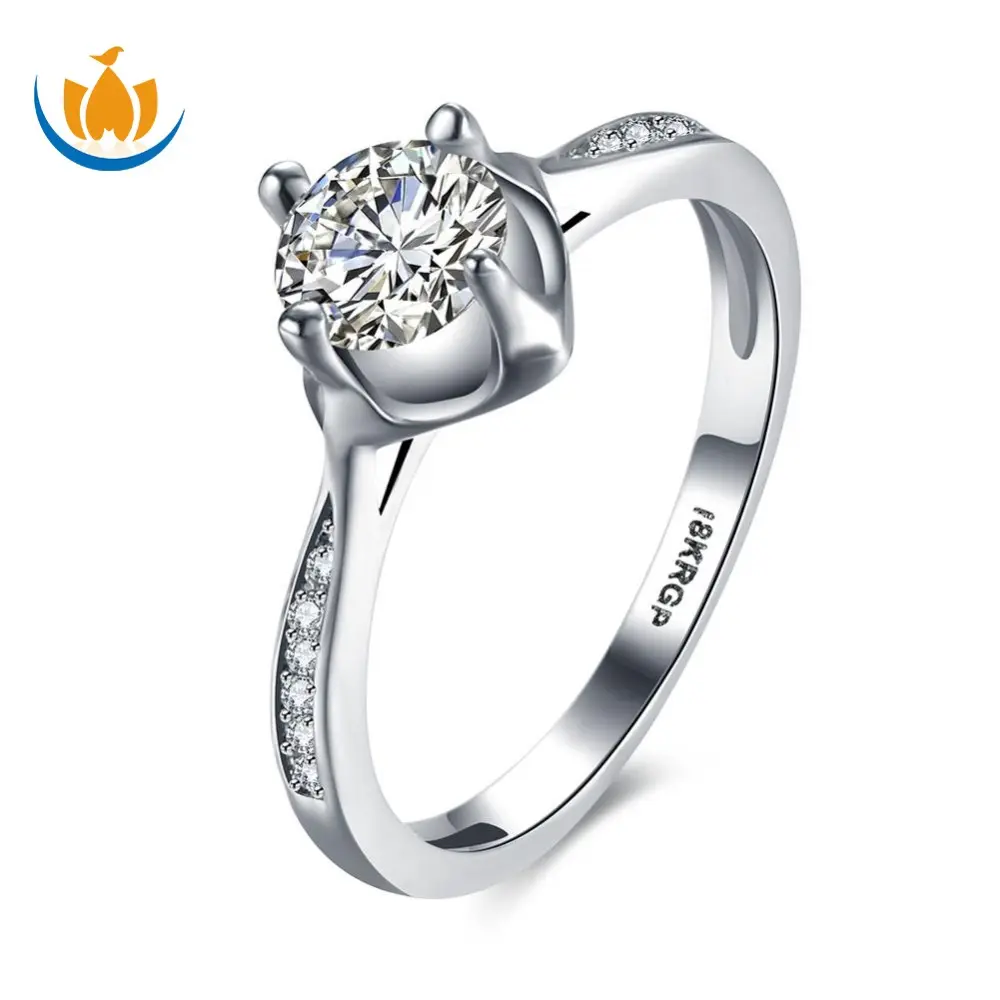 Новейший простой дизайн 18k белое золото бриллиант обручальные кольца