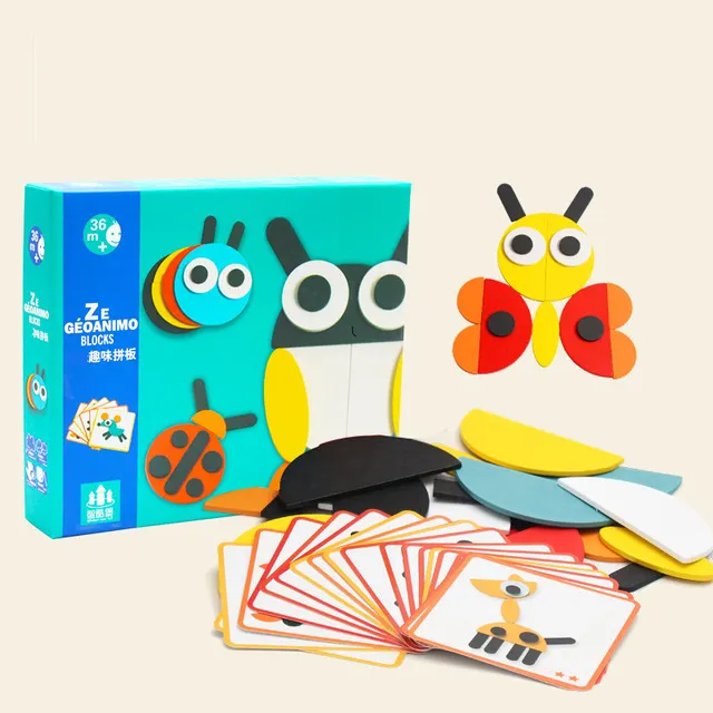 Montessori Houten Puzzel Voor Kleuterschool Baby Fantasierijke Creatie