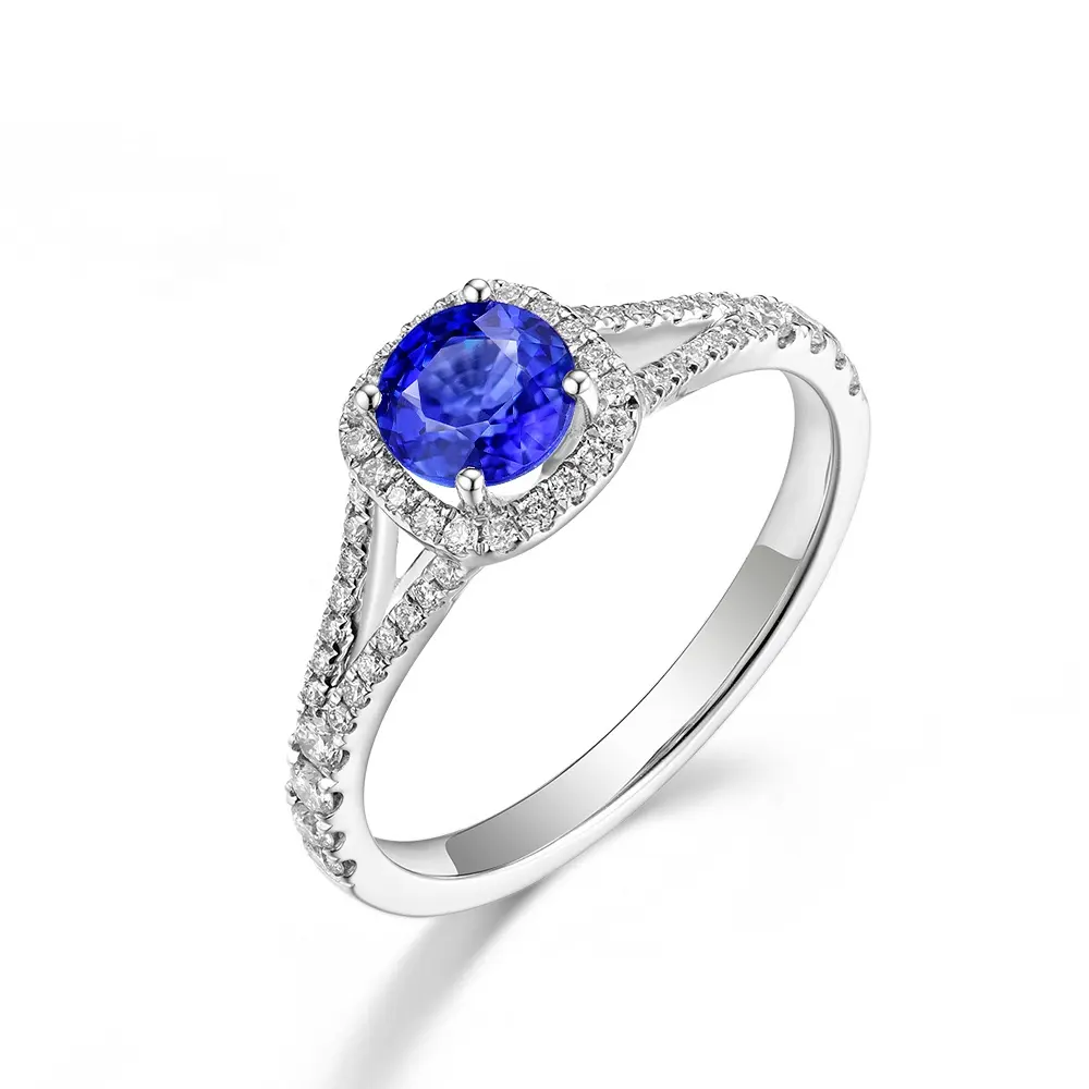 Natuurlijke saffier 18 k solid gold solitaire ring sieraden real diamond ring engagement