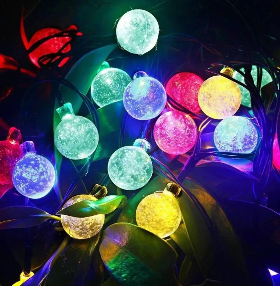 Solar Outdoor Lichterketten 6M 30LED Kristall kugel Weihnachts kugel Lichter für Gartenparty Dekoration LED Girlanden Lichterketten