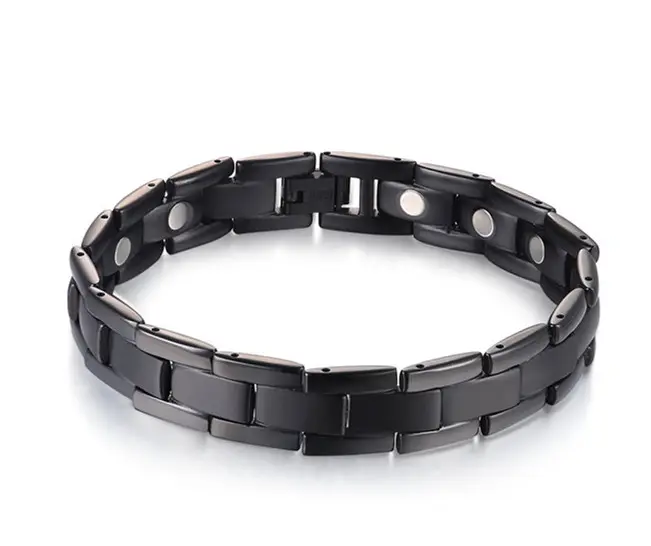 Bracelet d'énergie magnétique pour hommes, 1 pièce, accessoire de santé en titanate, Bio noir, 5 en 1, brassard de Germanium