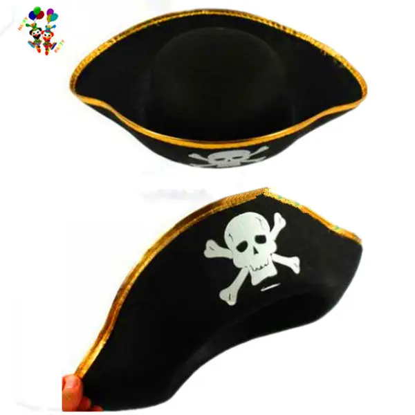 Chapeaux de fête d'halloween noirs pour adulte, buckcaneer, Pirate Tricorn, pas cher, HPC-2093