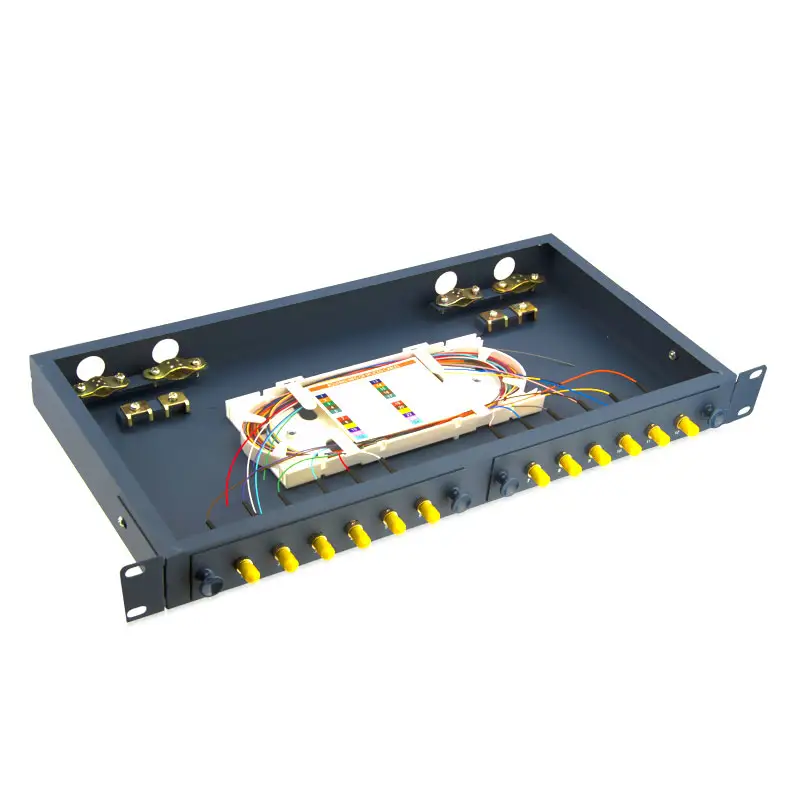 12 Core Glasvezel Patchpaneel Odf Rack Mount Type Volledig Uitgerust FTTH 12 Poort ST Fiber Optic Patch Panel