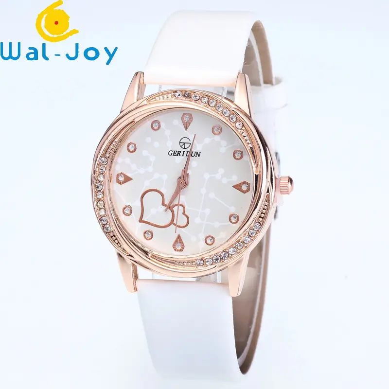 WJ-7099 Китай (материк) Wal-Joy часы завод горящих продаж Алмазный handwatches милая, с принтом в виде сердца для детей, наручные часы с кожаным ремешком watcheses для женщин