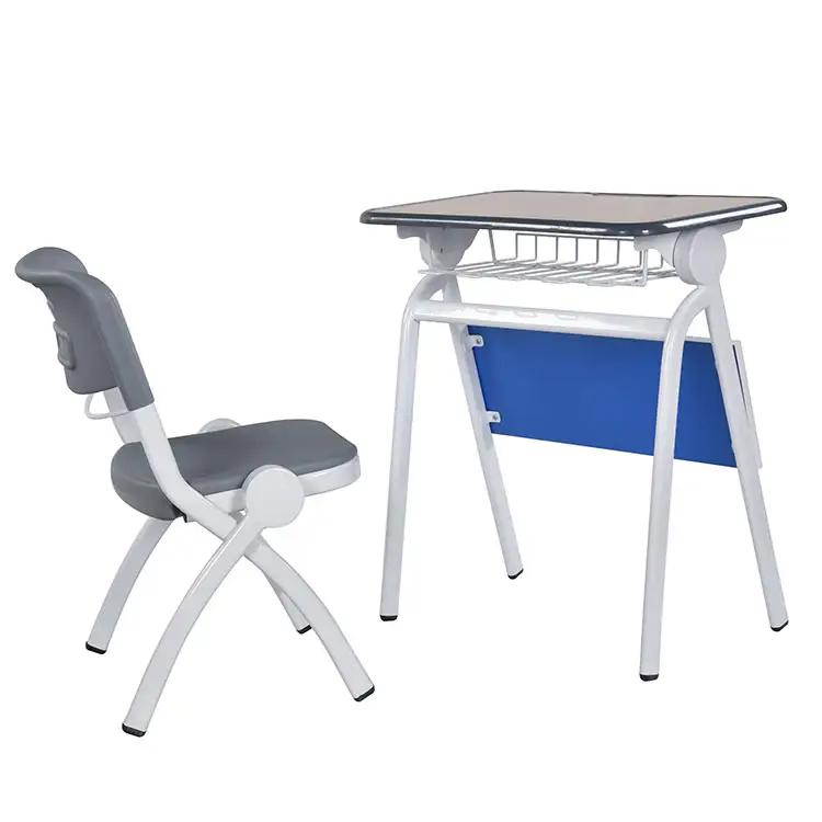 Modern Design School Desk and Chair University Furniture MDF Wood PP Plastic Folding Classroom Student Desk and Chair Set