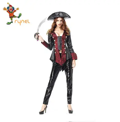 2020 all'ingrosso a buon mercato Sexy nero e rosso donne pirata vestito operato Costume