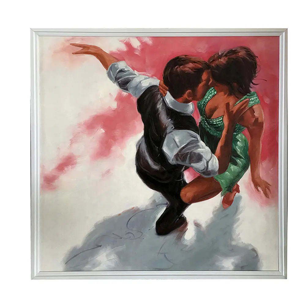 Pintura al óleo abstracta de bailarina romántica para decoración del hogar, cuadro en lienzo de Tango para amantes, venta al por mayor