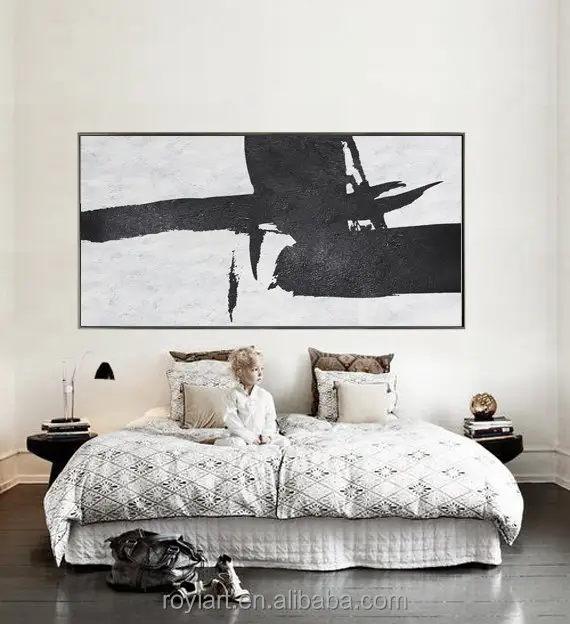 Benutzer definierte Größe Minimalist Abstract Works Schwarz-Weiß-Wand kunst Handgemachte Gemälde und Wand kunst für Hotel Wohnzimmer Kunst
