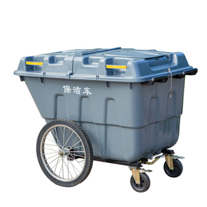 400 litros recipiente de lixo ao ar livre caixote do lixo com pedal de metal e quatro rodas