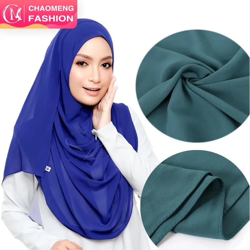 Châles en mousseline de soie pour femmes musulmanes, hijab de bonne qualité, couleur unie, vêtements islamiques, YW16 #