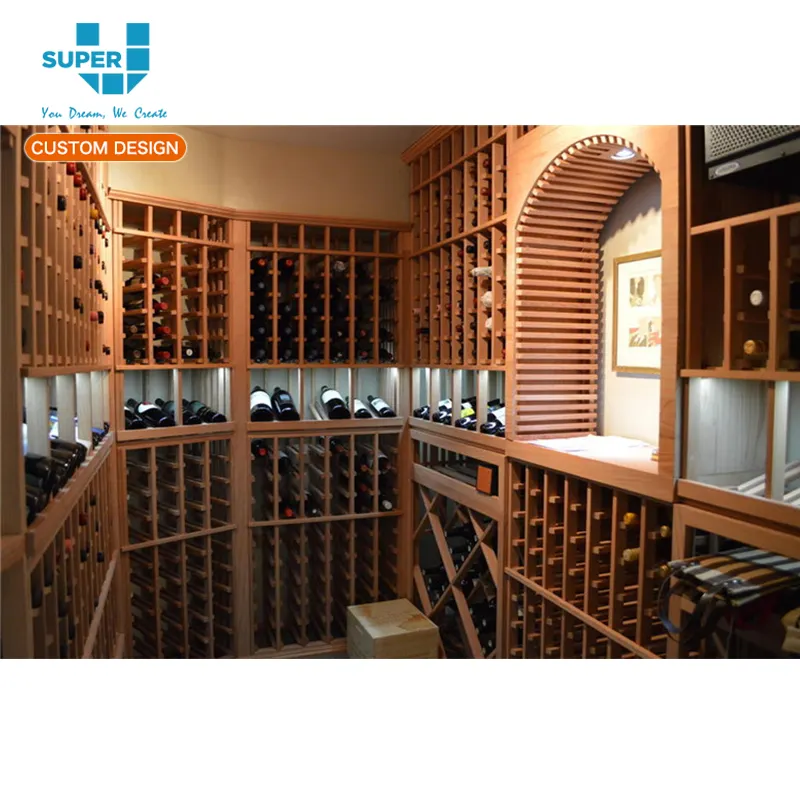 Wholesale Custom Commercial Wooden Wine Beer Rack Display Wall Shelf