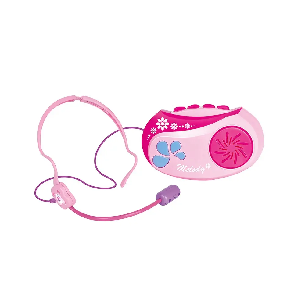 Nuevo diseño de material ABS color rosa reproductor de música con auriculares micrófono