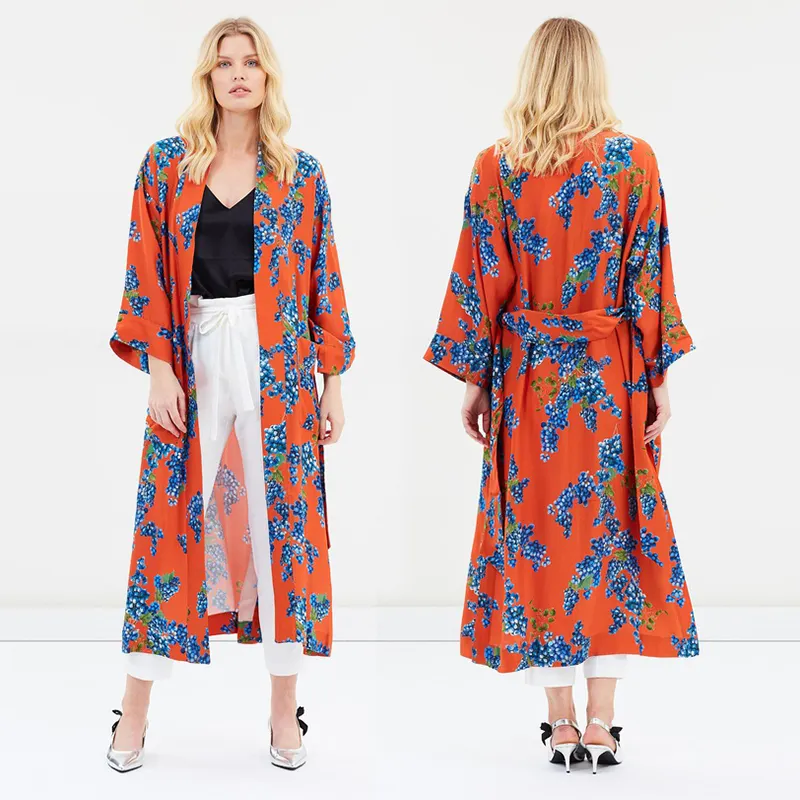 Kimono Long Floral pour femme, motif Floral, prix d'usine