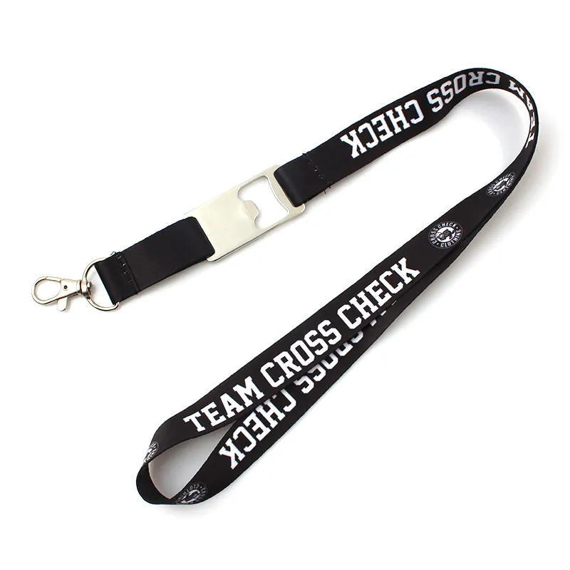 Desain Kustom Poliester Dicetak Tahan Lama Pembuka Botol Lanyard