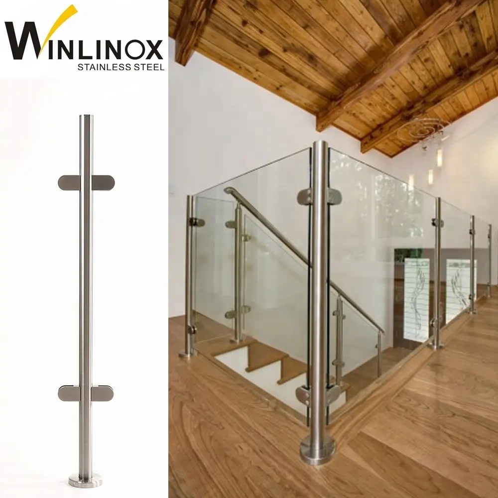 Semi-Balaustra Di Vetro frameless Ponte e Portico Design in Acciaio Inox Ringhiera In Vetro Post