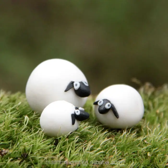 3pcs lindo miniatura ovejas decoración de jardín de plástico de animales decoración de jardín