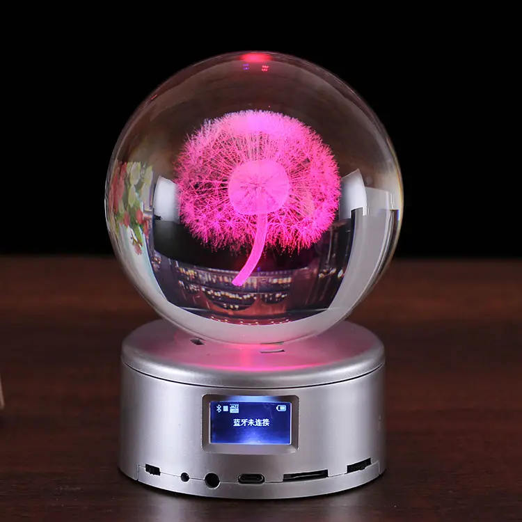 2023 Novo Design Personalização Natal Decoração presente Mp4 Levou luz base Led cristal bola caixa de música