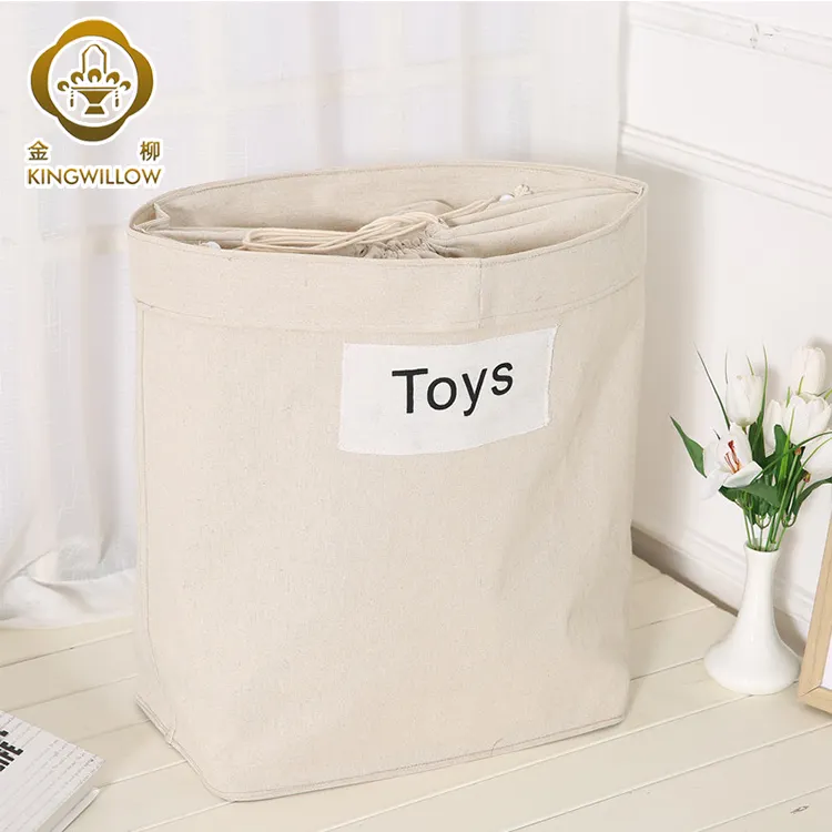 Bolsa de juguete con cordón personalizado, algodón orgánico, lino, cesta de almacenamiento, tela