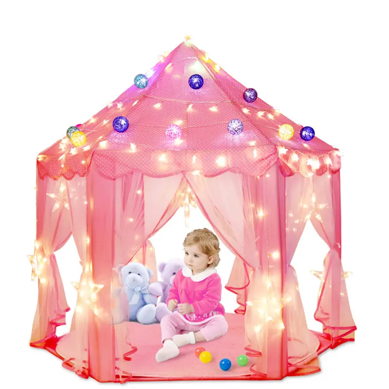 Large Indoor and Outdoor Kids Play House Pink Hexagon Princess Castle Kids Play Tent Child Play Tent