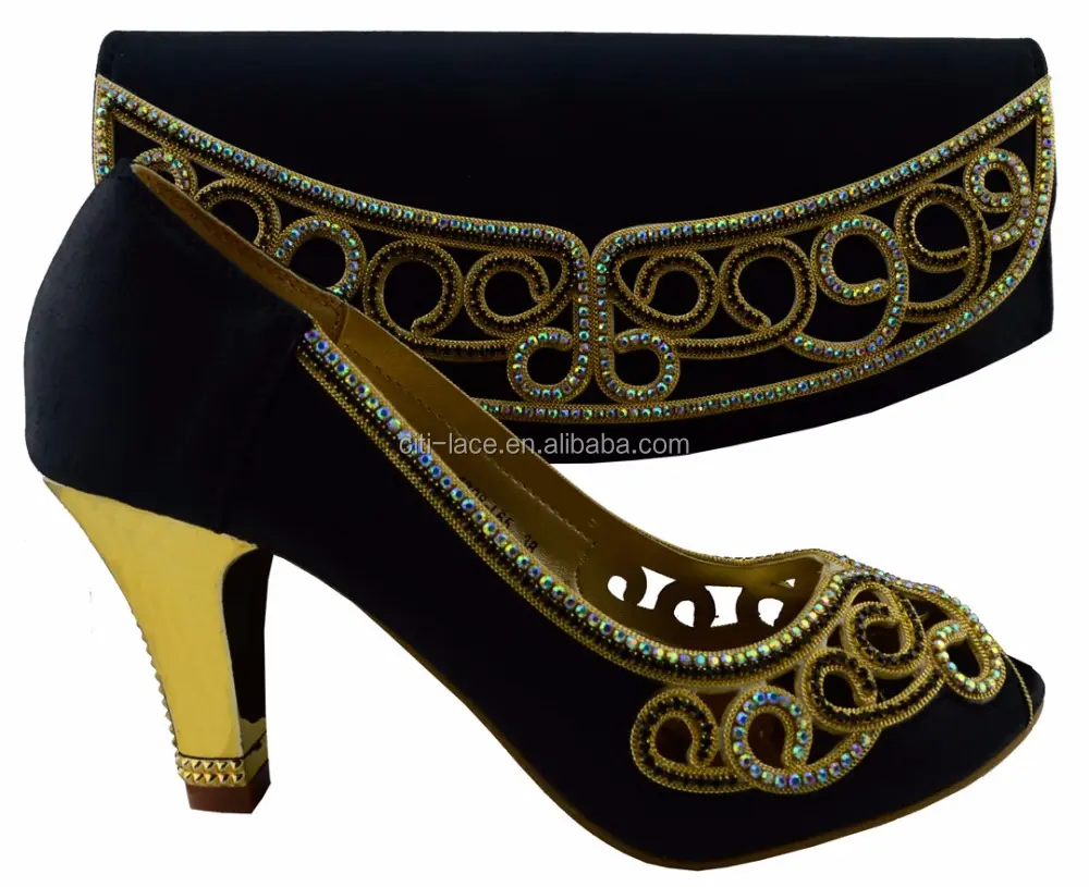 1380-L65 Lüks tasarım Afrika nijerya eşleşen Ayakkabı ve çanta seti kadınlar için