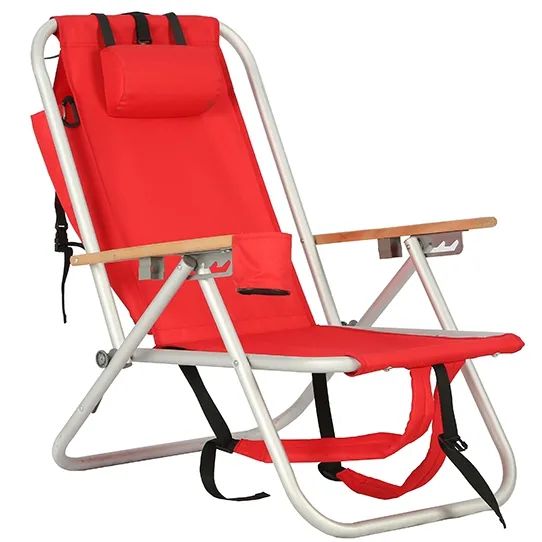 Sac à dos confortable en acier rouge, chaise de plage Camping randonnée pêche plage, avec sac de rangement, 4 Positions, personnalisé