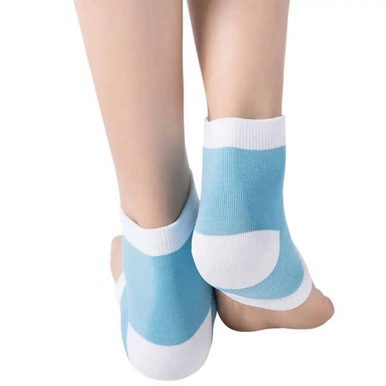 Toptan kırık topuk tedavisi için Toeless ayak bakımı Spa nemlendirici topuk jel çorap