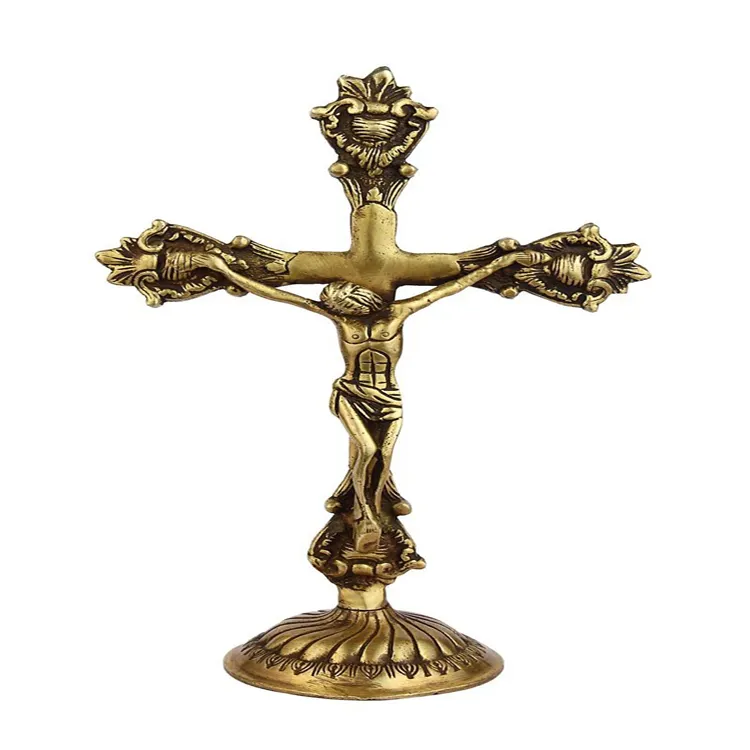 รูปปั้นสตูดิโอทองเหลืองคริสเตียนพระเจ้าพระเยซูข้ามอินเดียมือทำรูปปั้นศาสนาฝีมือไอดอล