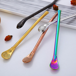 热卖钢勺吸管，五颜六色的不锈钢吸管 - Product Image 3
