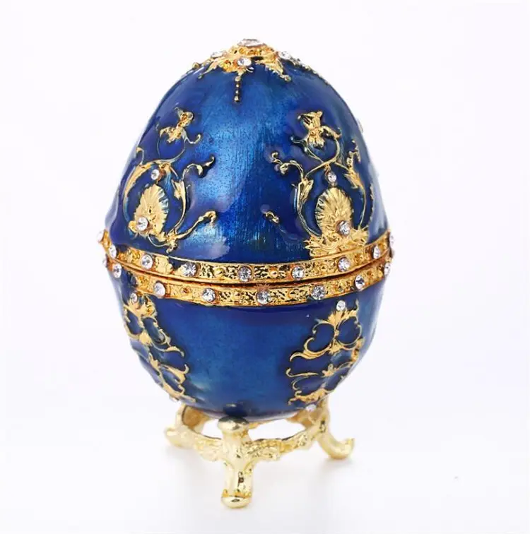 Boîte à bijoux en alliage et émail, 100 pièces, matériel russe œuf/citrouille, Faberge Styles, bibelot