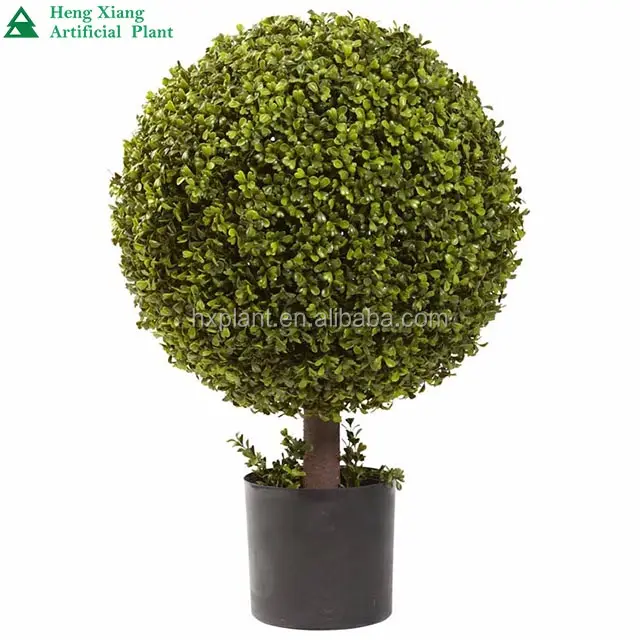 Planta Artificial de plástico en maceta para decoración interior y exterior, Bola de topiario, árbol topiario, miniplástico verde, gran oferta