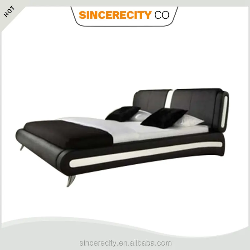 Modern yatak odası İtalyan tasarım mobilya, PU PVC suni deri döşemeli yatak