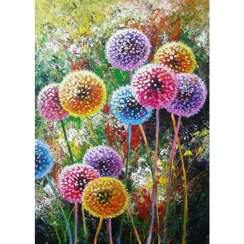 Atacado 5d Pintura Diamante Colorido Dandelions Imagem Resina Diamante Bordado Artesanato Wall Art Decor