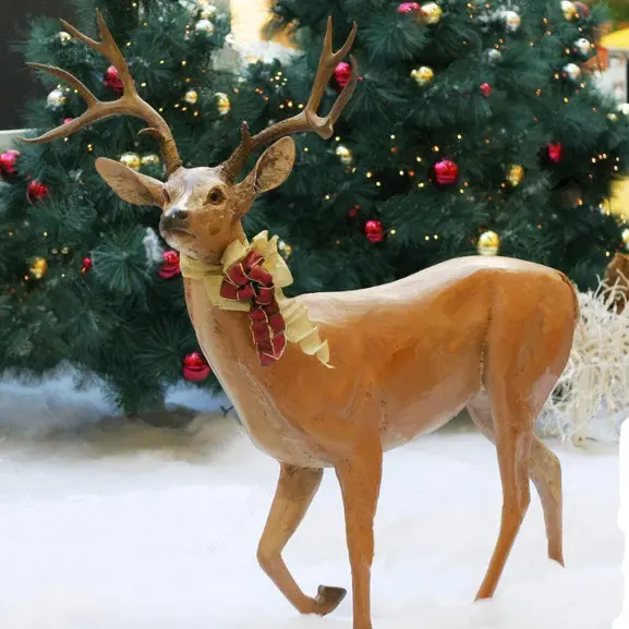 Di grandi dimensioni Di Natale Dimensione di Vita Animale Scultura In Fibra di Vetro Resina Renna Statua