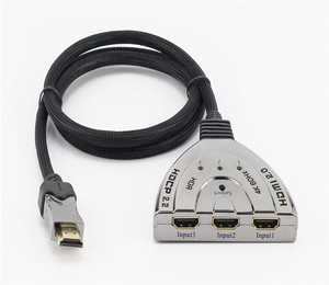 <strong>3</strong> Port <strong>HDMI</strong> <strong>Splitter</strong> 4K 3D Switcher 3x1 Auto Switch <strong>3</strong>-In <strong>1</strong>-Out With 55 CM Pigtail Converter HDTV Cable for Screen Projection