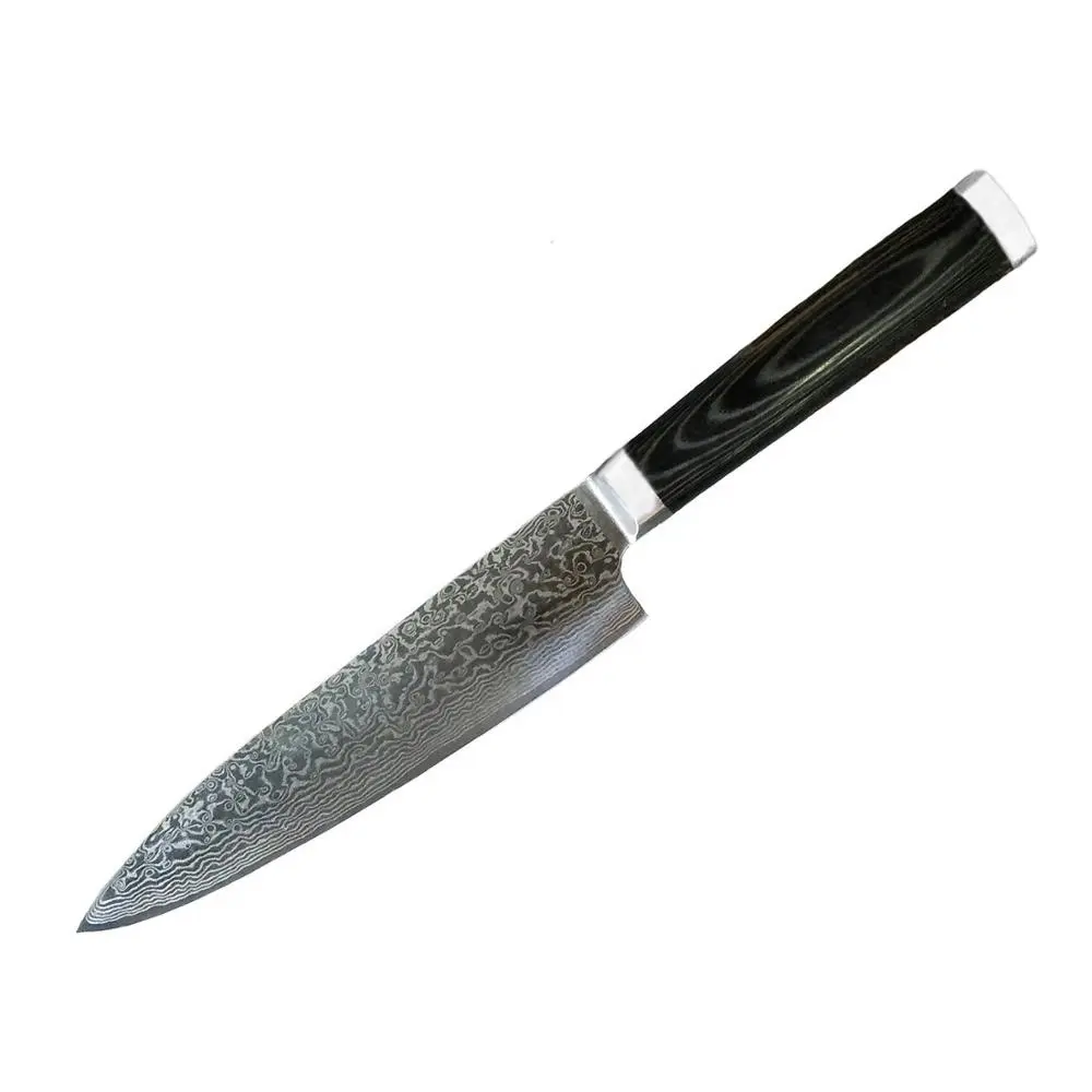 Kingstone faca de chef de cozinha de 8 ", faca de aço inoxidável profissional japonesa de damasco, gyutou, com cabo de madeira