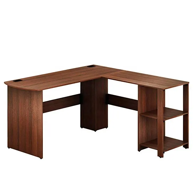 שולחן עבודה גדול שחור עיצוב עיצוב ריהוט מודרני משרד עץ שולחן עבודה בצורת משרד l בצורת שולחן פינת מחשב