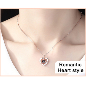 Valentines Day <strong>Romantic</strong> Gifts Jewelry Necklaces <strong>Heart</strong> Round I Love You 100 Languages Projection Pendant Necklace