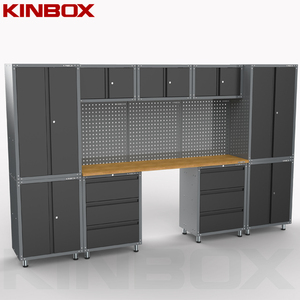 Kinbox 13件工作台工具箱/推车/手推车车库工具柜悬挂工具箱带工具架车间车库储物 - Product Image 4
