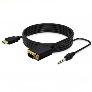 1,8 m 6 pies Full HD 1080P para HDMI a VGA adaptador chapado en oro con Audio PVC chaqueta convertidor Cable para Monitor reproductor ordenador