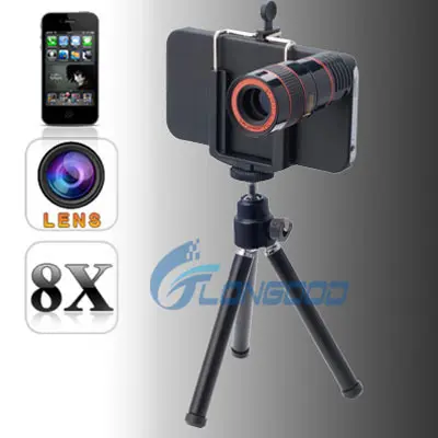 8x Zoom Télescope Kit de Lentille de Caméra/Trépied/Étui Pour iPhone 4 4S